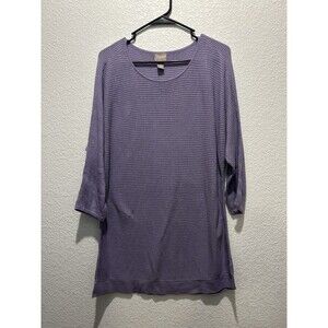 Chico’s 2 large Tunic Sweater Purple Soft Warm cashmere blend Ribbed 3/4 Sleeve